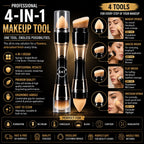 4 In 1 Foundation Brush & Makeup Sponge Dual Ended Cosmetic Blending Tool UK
