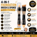 4 In 1 Foundation Brush & Makeup Sponge Dual Ended Cosmetic Blending Tool UK