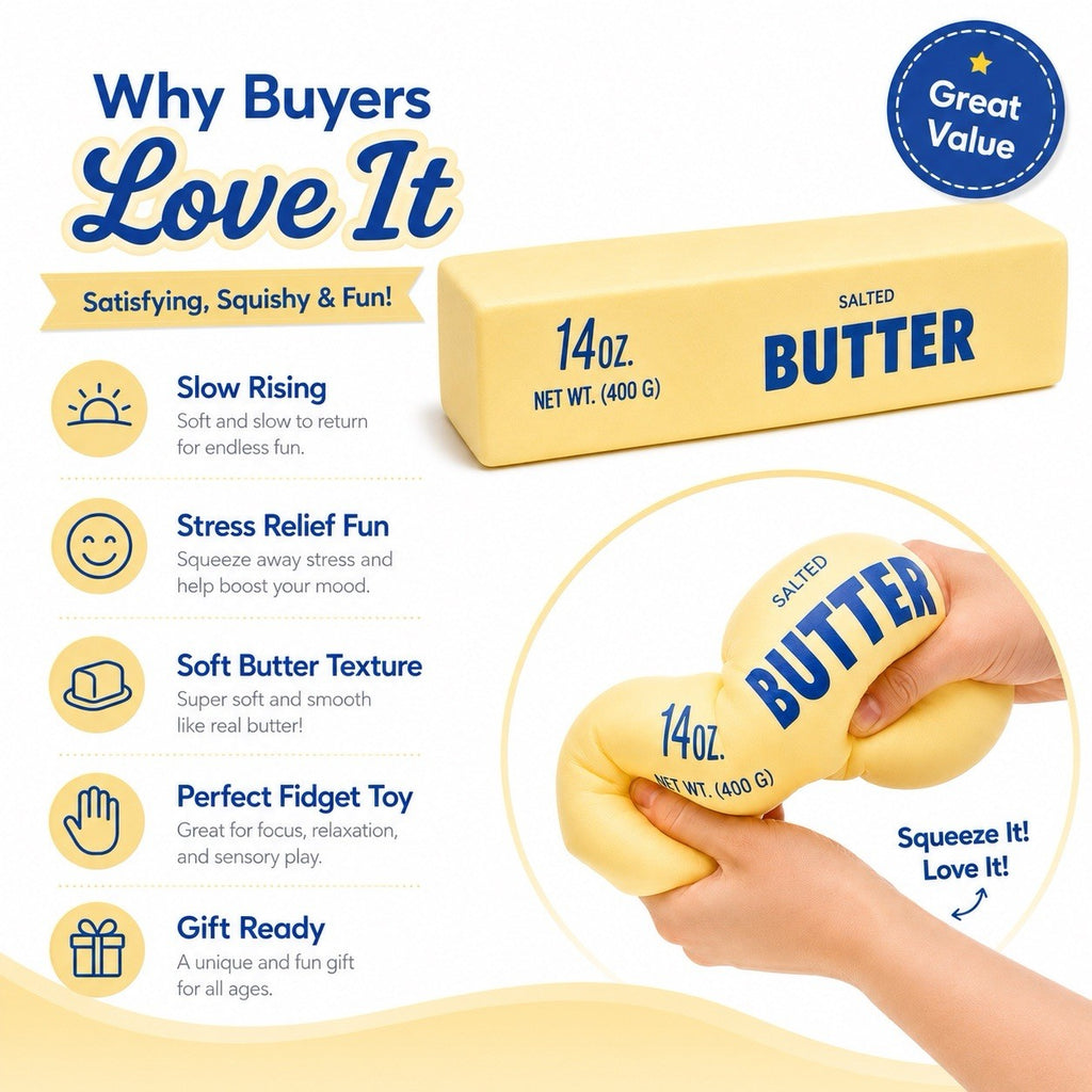 Large 14oz Butter Stick Squishy Therapeutic Toy Soft Fidget For Stress Relief