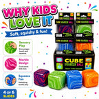 Marble Cube Squishy Toy Boxed Kids Fidget Sensory Stress Relief Gift 3+