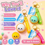 Cute Dumpling Keyring Squishy 5cm Kawaii Fidget Bag Charm Assorted Colours