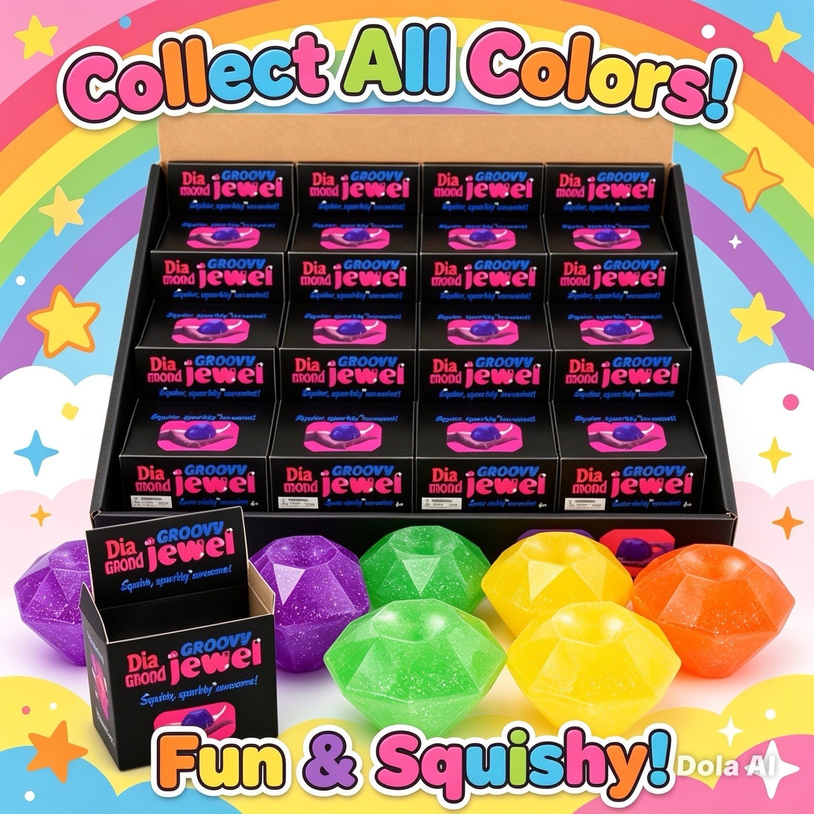 Squishy Sparkling Diamond Assorted Toys Stress Relief Fidget Toys Viral colours