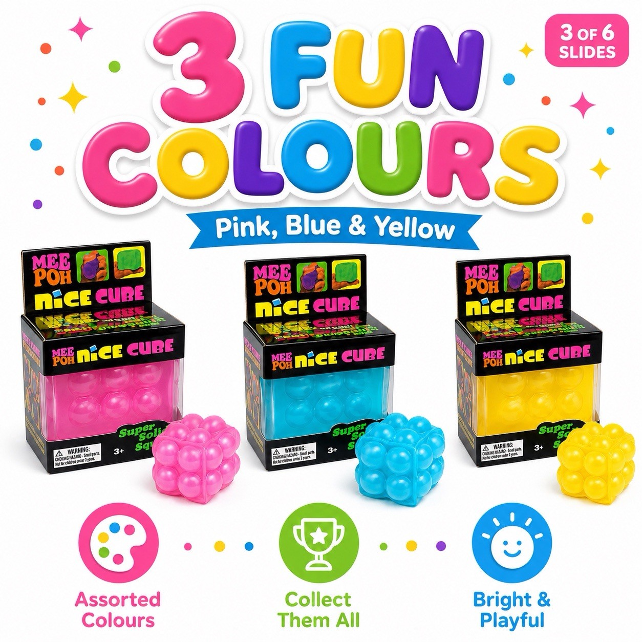 Bubble Cube Squishy Toy Boxed Kids Fidget Sensory Stress Relief Gift 3+