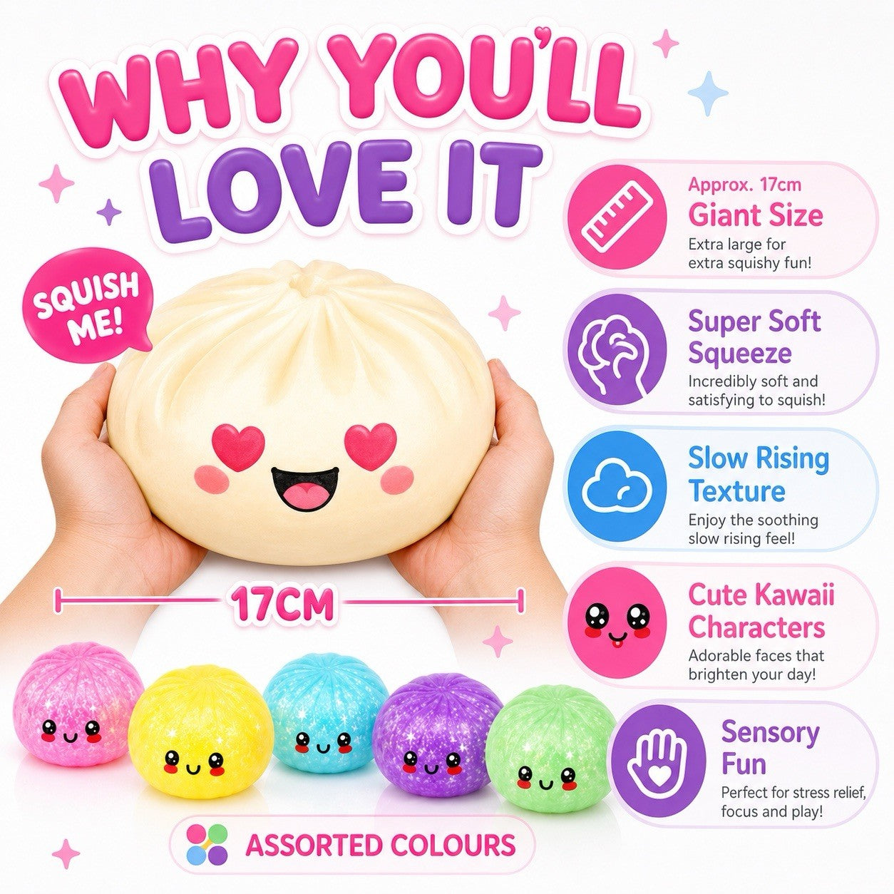 Extra Large17cm Dumpling Squishy In Case Soft Sensory Slow Rising Kawaii Toy