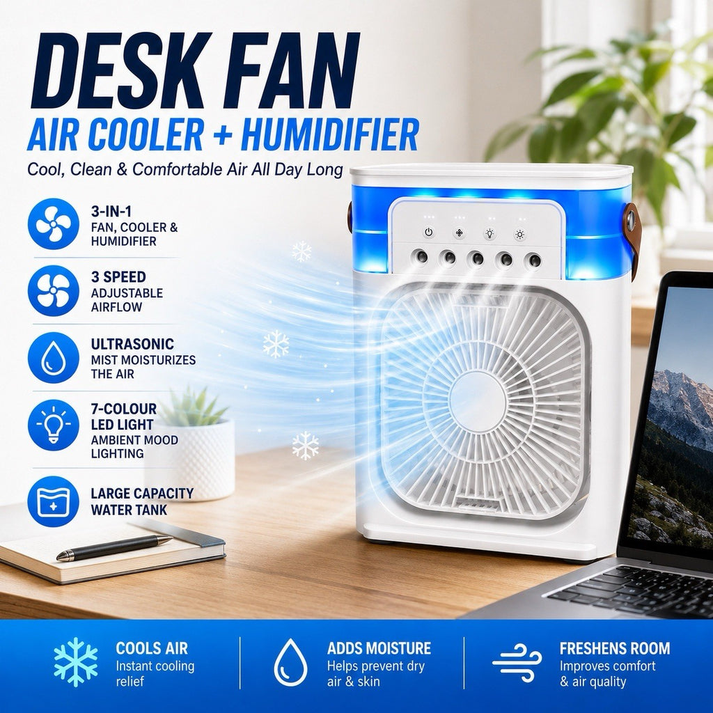 3-in-1 Portable Air Cooler Fan Evaporative Ice Cooling Air Conditer Humidifier