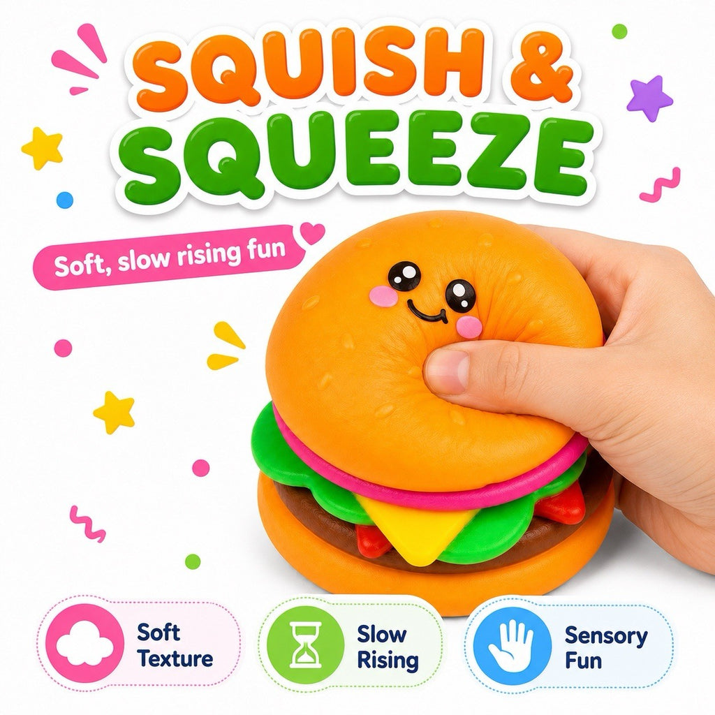 Burger Squishy Toy Kawaii Fidget Sensory Stress Relief Kids Gift 3+