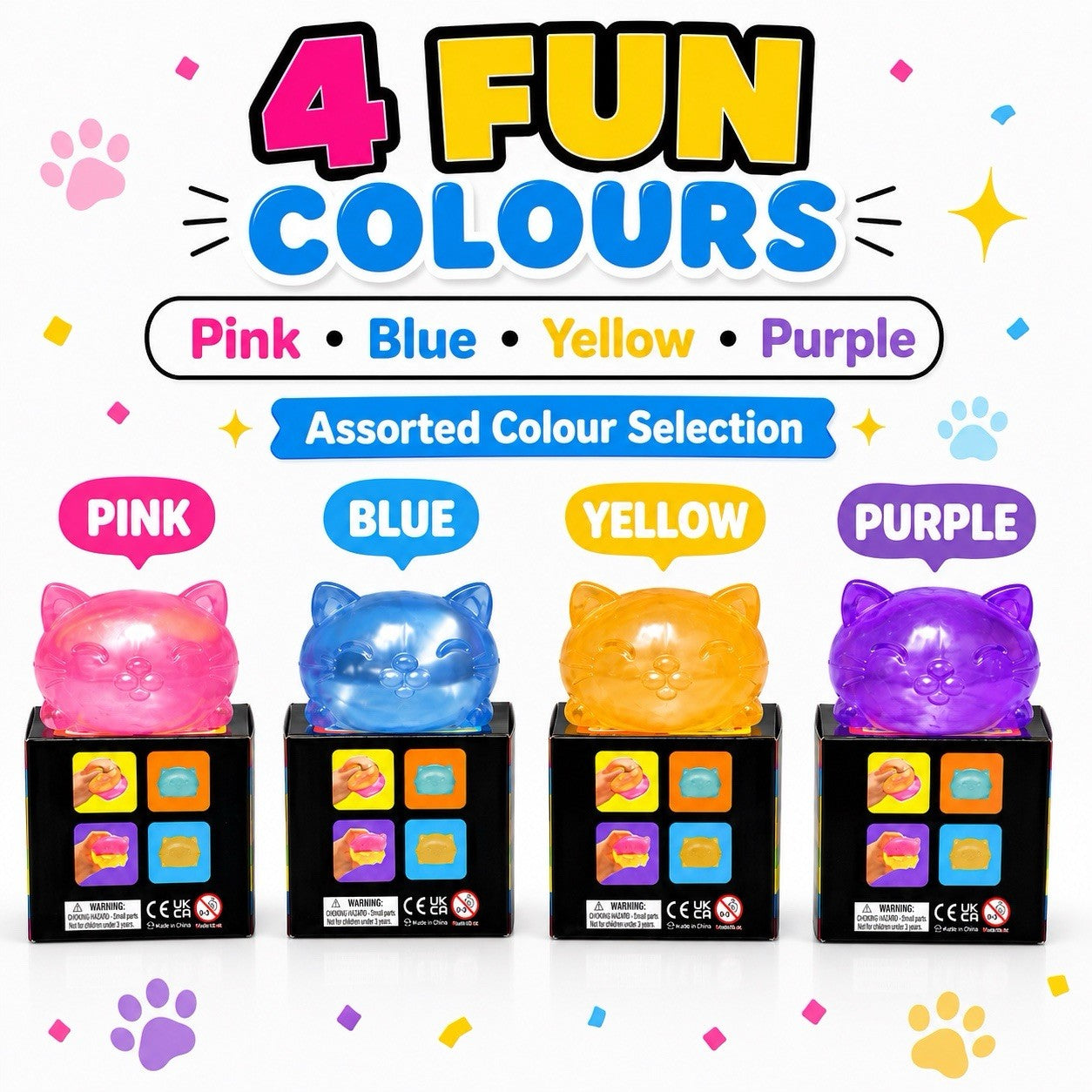 Cool Cat Squishy Toy In Box Kids Fidget Sensory Stress Relief Gift 3+ Age New