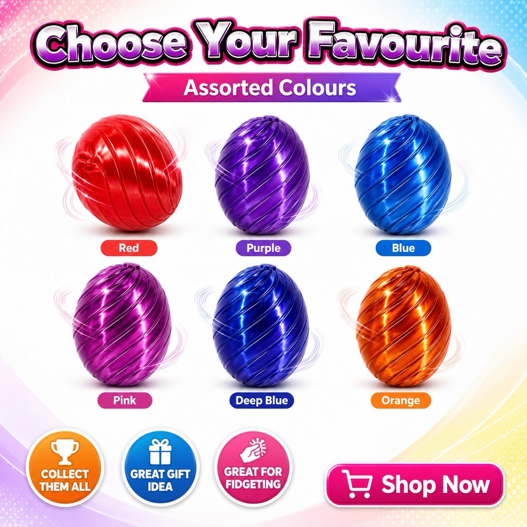 3D Rotating Egg Fidget Toy Twist Sensory Spinner Assorted Colours Kids Gift