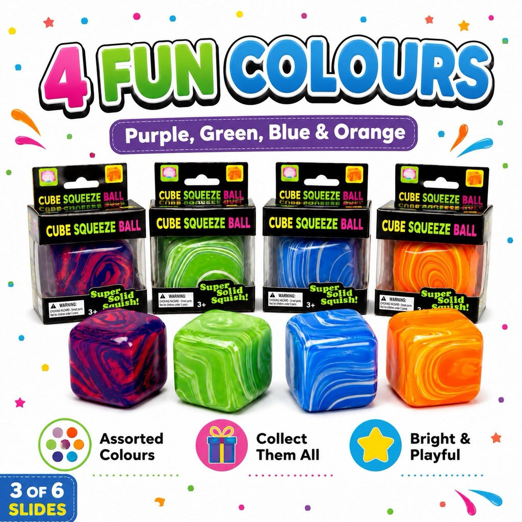 Marble Cube Squishy Toy Boxed Kids Fidget Sensory Stress Relief Gift 3+