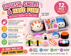 Squish A Sushi Cute Set of 2 Plush Viral Soft Toys Slow Rising StressRelief kids