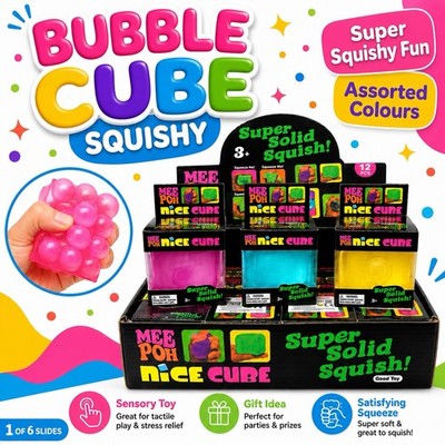 Bubble Cube Squishy Toy Boxed Kids Fidget Sensory Stress Relief Gift 3+