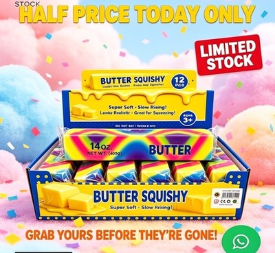 Rainbow Butter Squishy 14oz | Slow Rising Soft Fidget Toy | Stress Relief | New