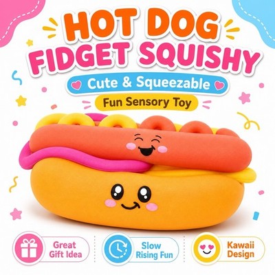 Hot Dog Squishy Toy Kawaii Fidget Sensory Stress Relief Kids Gift 3+ New